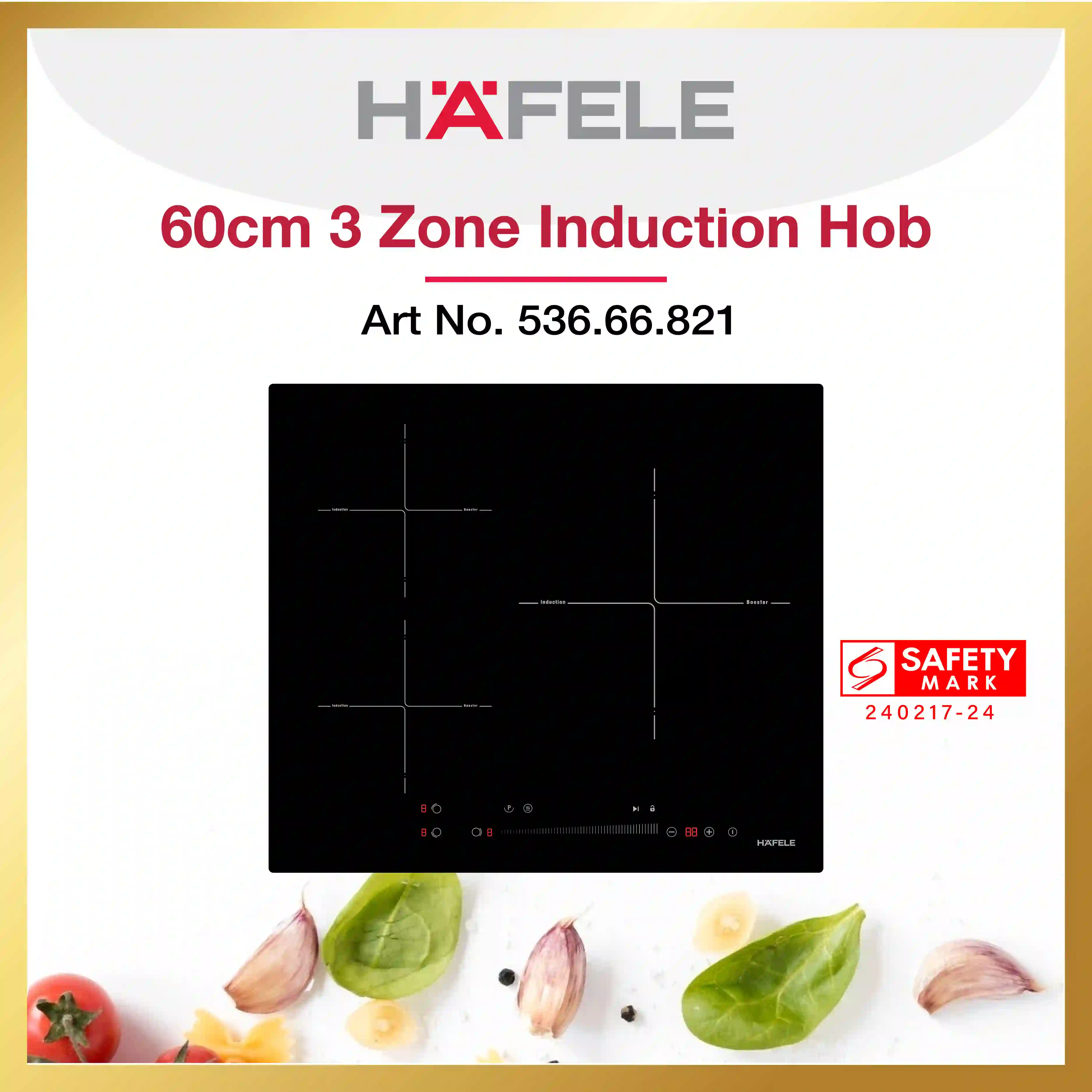Compact Hafele 60cm 3 Zone Induction Hob