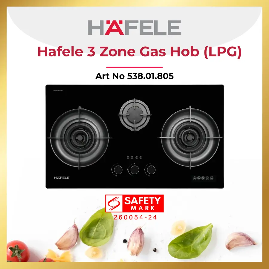 Hafele 3 Zone Gas Hob | TG/LPG