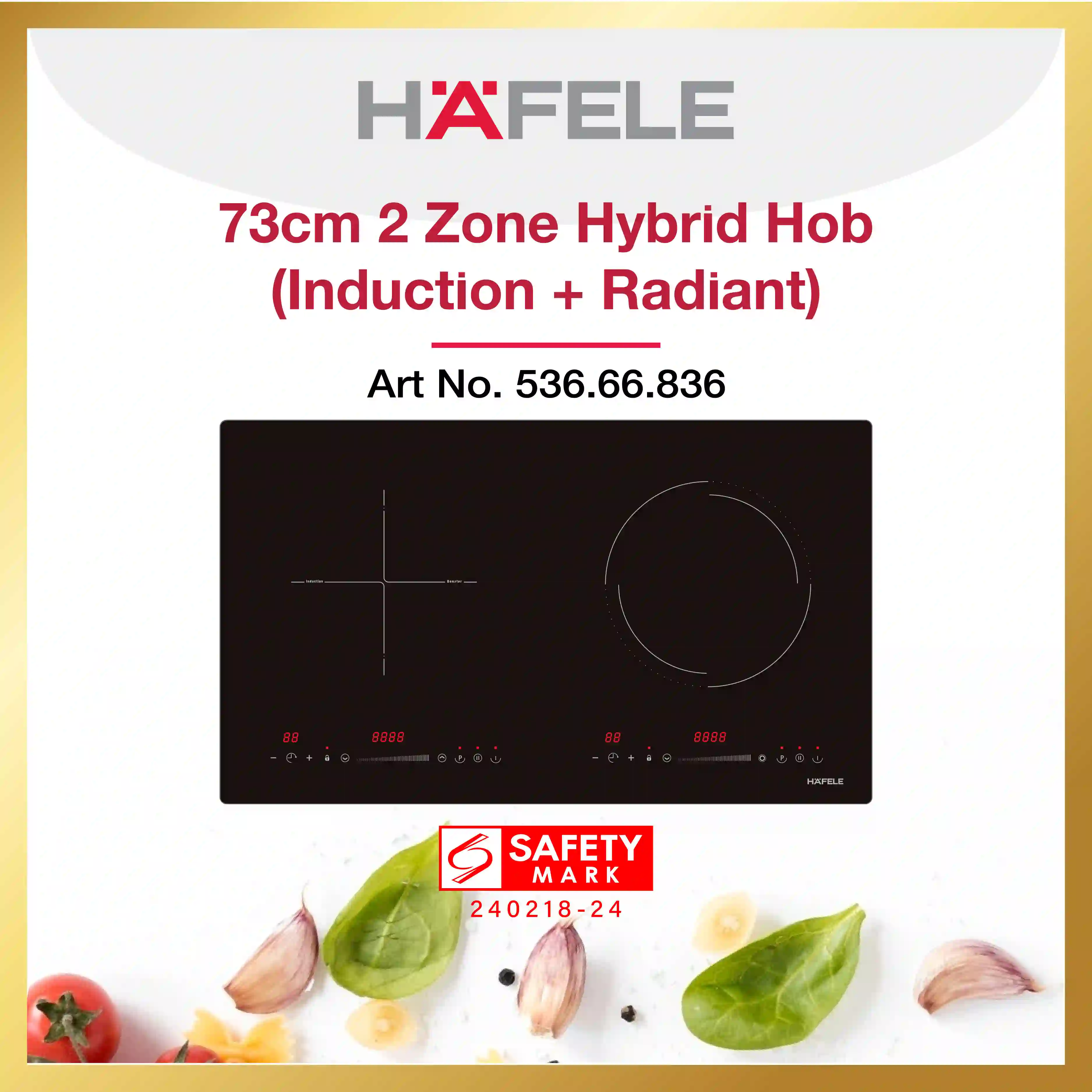 Hafele 73cm 2 Zone Hybrid Hob (Induction + Radiant)