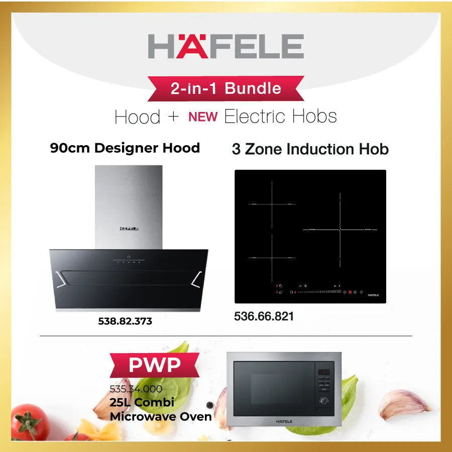 Hafele 90cm Designer Hood + Induction Hob | 2 in 1 Bundle
