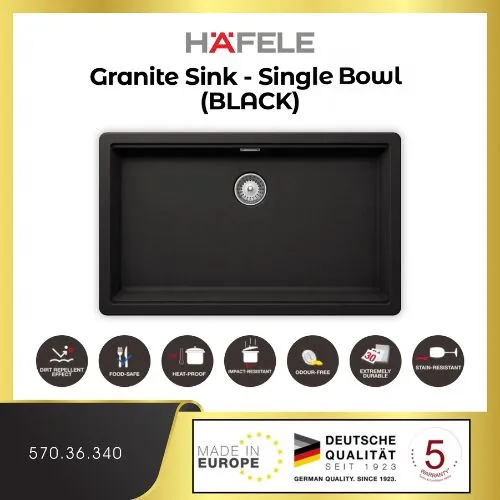 HÄFELE Single Bowl Granite Sink – 570.36.340 (Black)