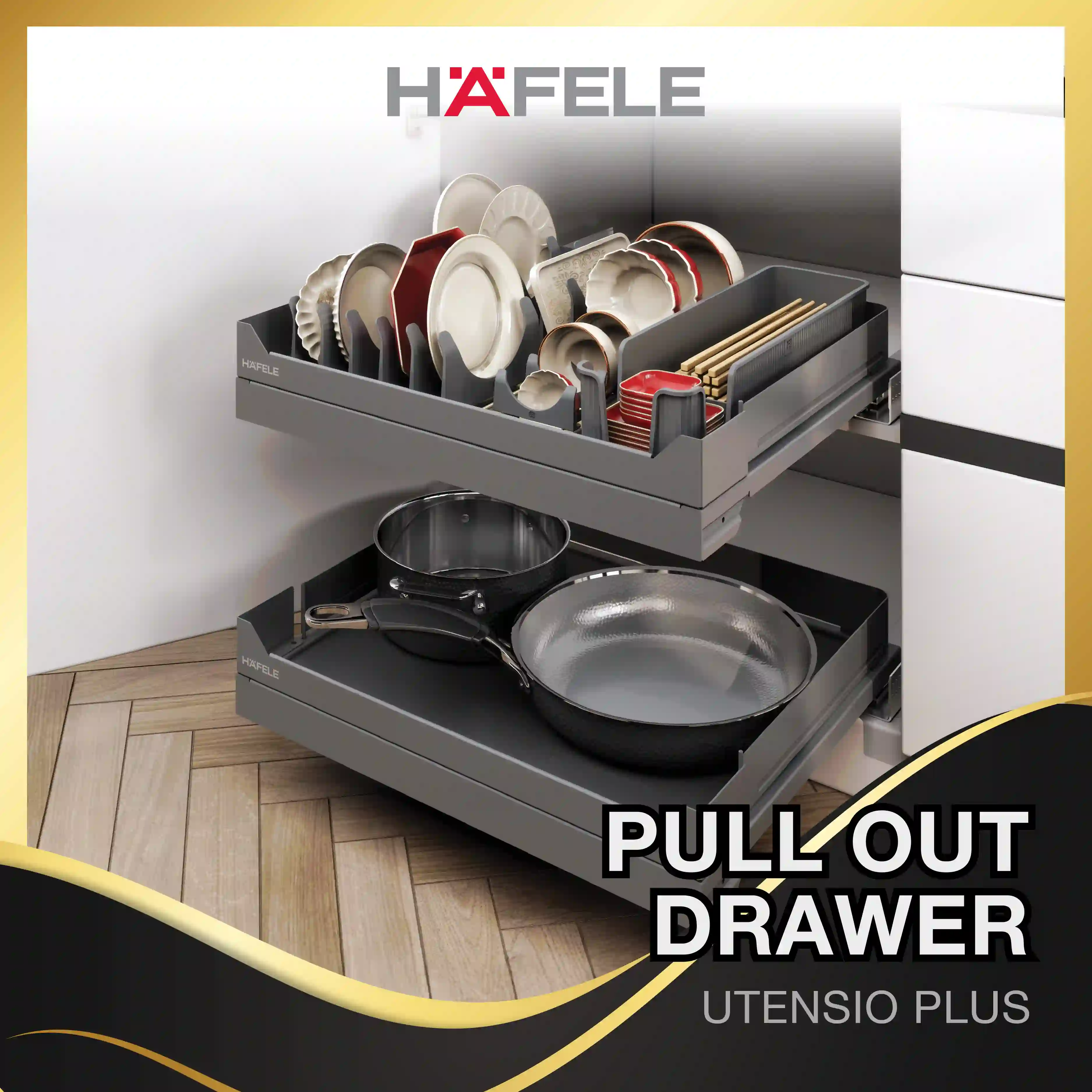 Hafele Utensio Plus H2 Front Pull Out / Internal Pull Out